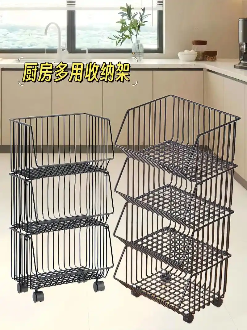 厨房置物架.#实用省空间 你家菜买回来还放在地上吗?来备上这 - 抖音