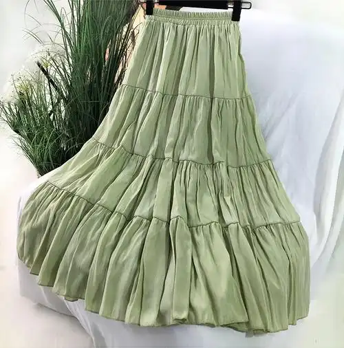 荷叶半截中长学生新款春夏字裙裙女半身肌理半身裙