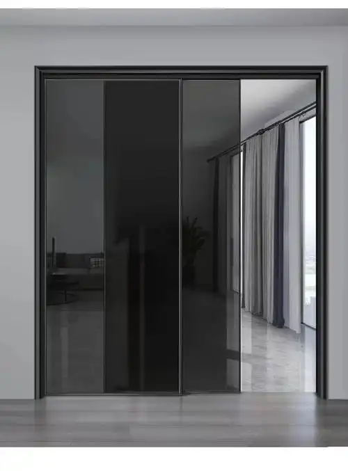 厨房玻璃推拉门长虹玻璃极简推拉门极窄厨房阳台书房衣帽间移门钛镁