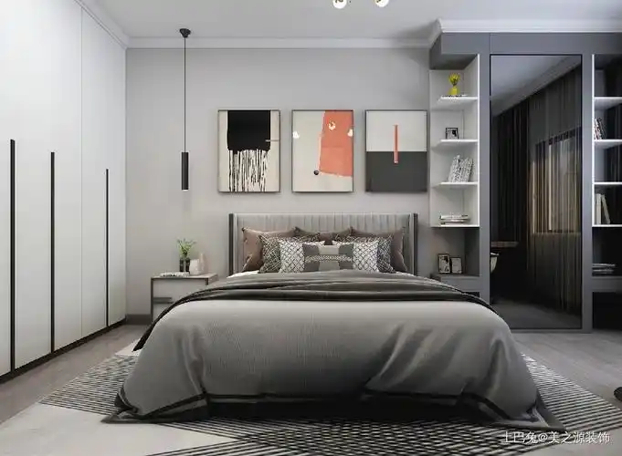 现代简约黑白灰一室一厅小户型卧室衣柜现代简约卧室设计图片赏析