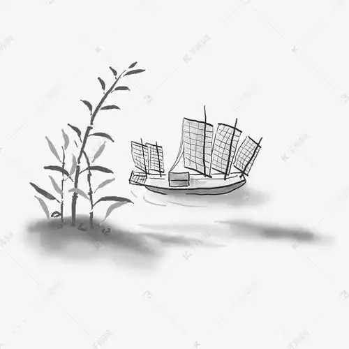 中国水墨古风船只