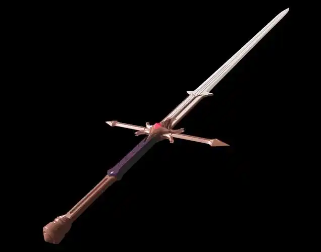 红宝石十字骑士剑,临摹作品.动画布线模型,截图效果