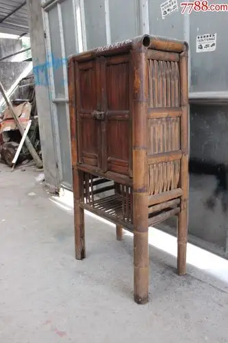 民俗老物件老旧家具竹制老式碗柜老式橱柜老式书柜农家乐摆设