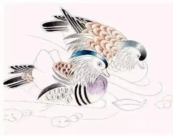 鸳鸯工笔,写意画法,建议收藏!