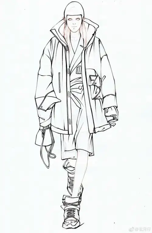 手绘线稿 服装设计 画师玄月