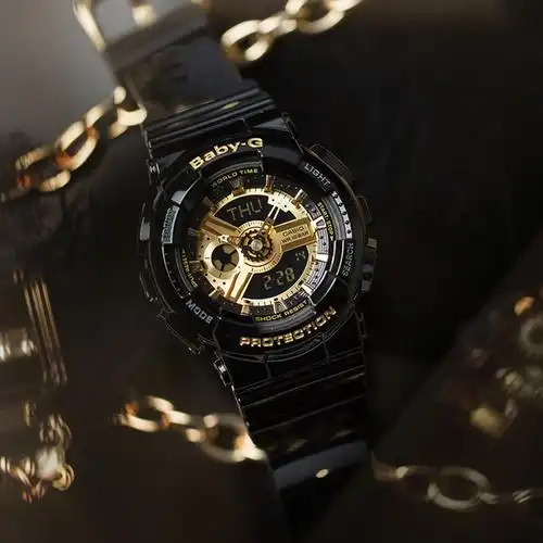casio卡西欧手表女款黑金babyg运动运动中中性时尚潮流日韩腕表