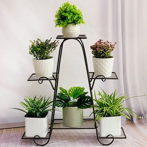 【加粗】欧式多层花架简约阳台铁艺花架绿萝花架客厅多肉花盆架子