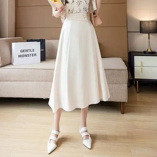 黑色伞裙中长2021流行夏季高腰显瘦小个子a字半身裙子女士大摆