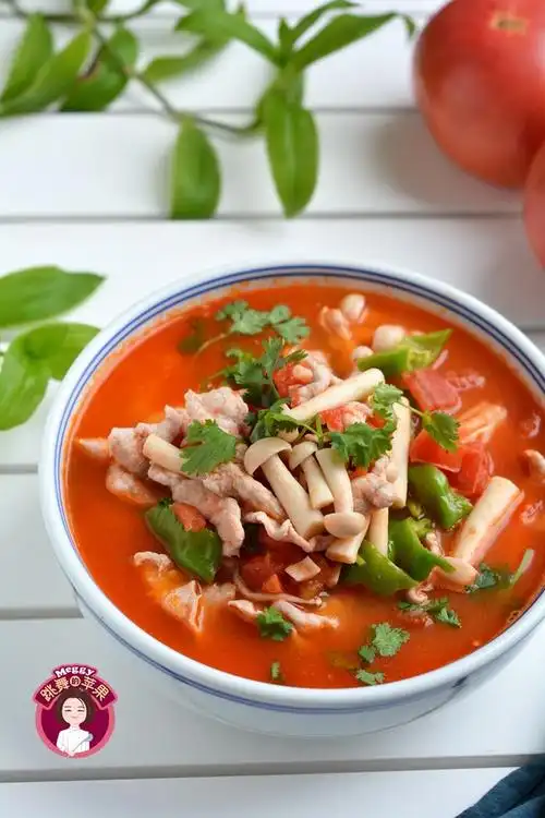 番茄蘑菇肉片汤