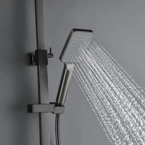 德国当代枪黑灰色智能恒温淋浴花洒套装卫生间淋浴器全铜淋雨增压简梓