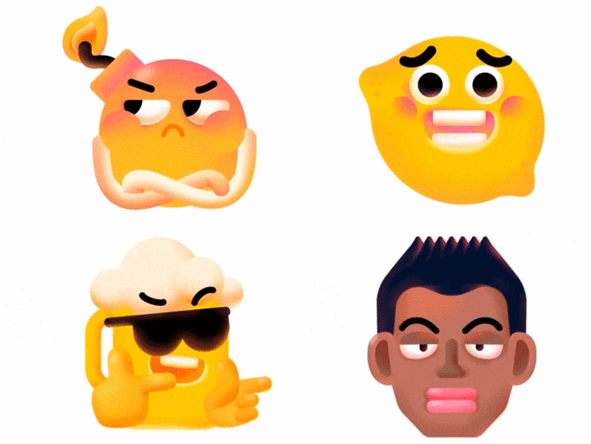 emojimotionanimationemoji尴尬生气得意