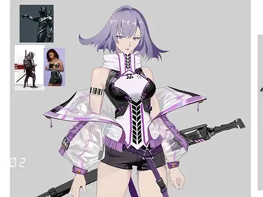 日韩类游戏原画角色的设计图