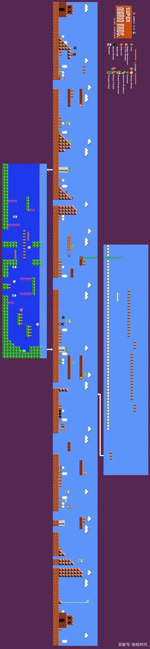 fc游戏超级玛丽全景图赏析玩了一辈子终于知道下水道通哪里