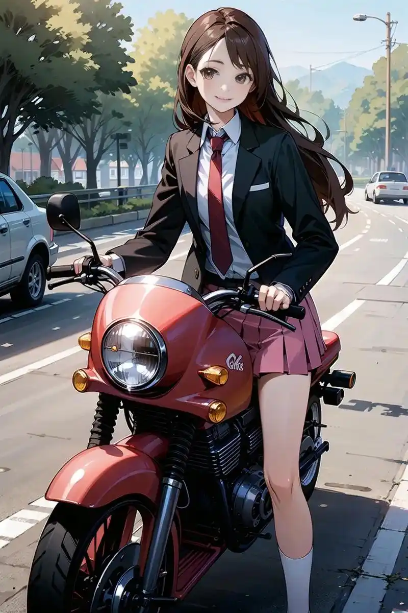 二次元 #ai绘画 #最酷机车女孩 #动漫少女 #手机墙纸 - 抖音