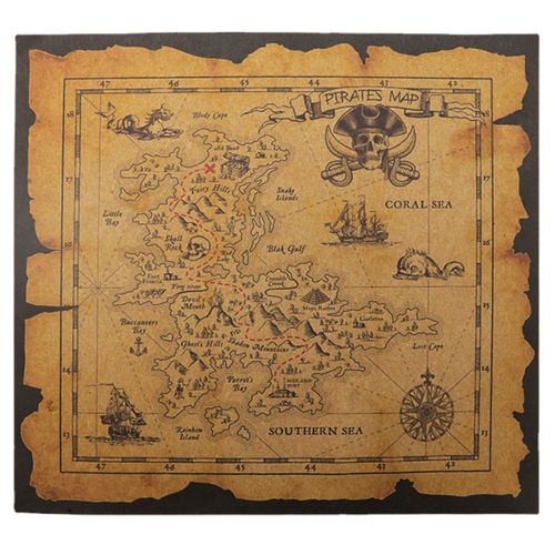 外贸儿童海盗寻宝藏宝图玩具牛皮纸地图藏宝图装饰品道具节日派对