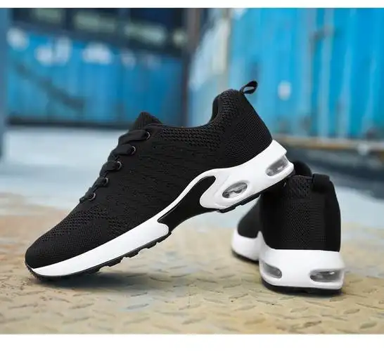 2022春季透气新款休闲运动鞋男鞋子男士网面跑步潮鞋百搭网鞋黑色36