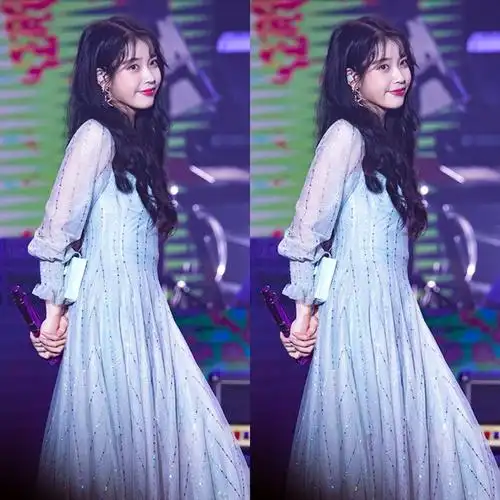 2020春秋新款iu李智恩演唱会同款亮片仙女裙子网纱内搭连衣裙女潮