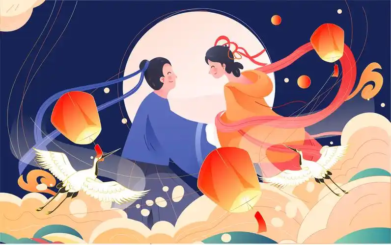 七夕情人节情侣牛郎织女中国风海报活动素材