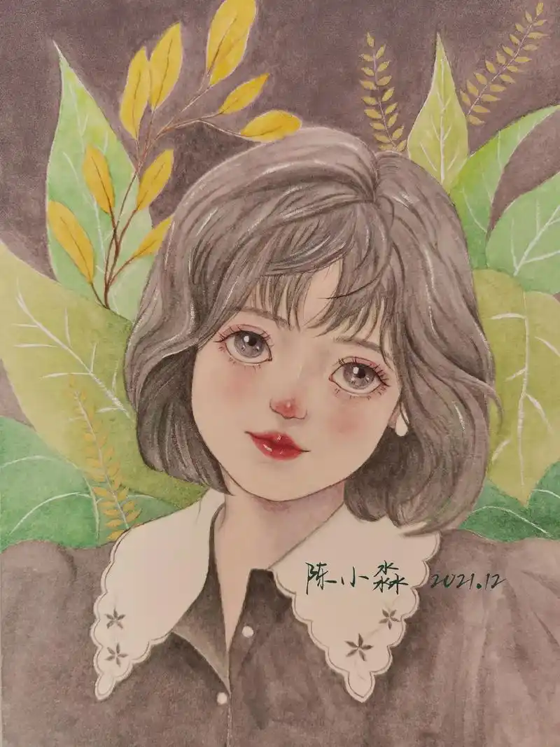 水彩人物练习～发个以前的库存～临摹"爱画画的婷婷"#手绘 - 抖音