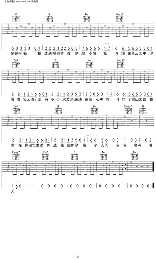 麻雀c调 彪叔吉他课制谱谱