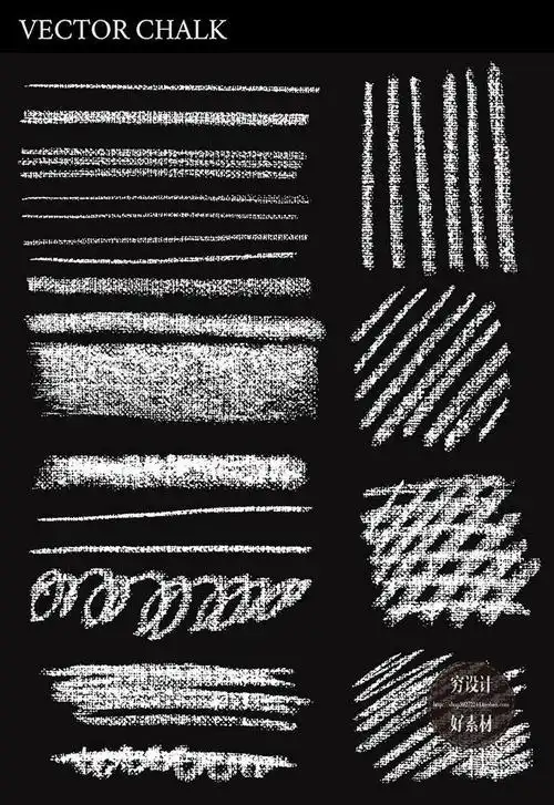时尚一组粉笔风格笔刷黑板粉笔风格装饰元素esp设计素材 g36-淘宝