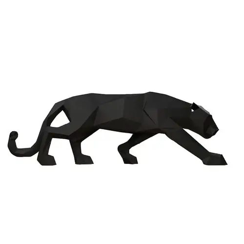 立体豹子美洲豹黑豹几何折纸3d模型构成diy其他类型纸模