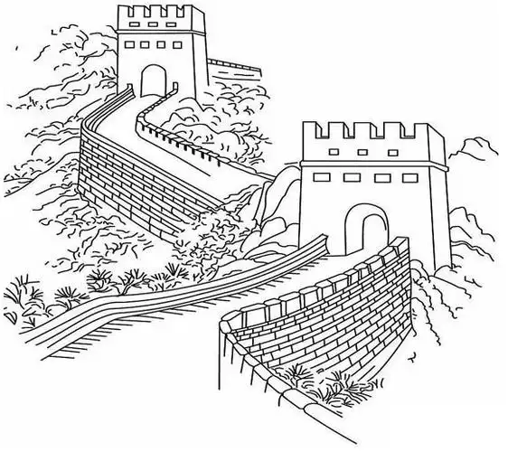 北京万里长城风景简笔画图片