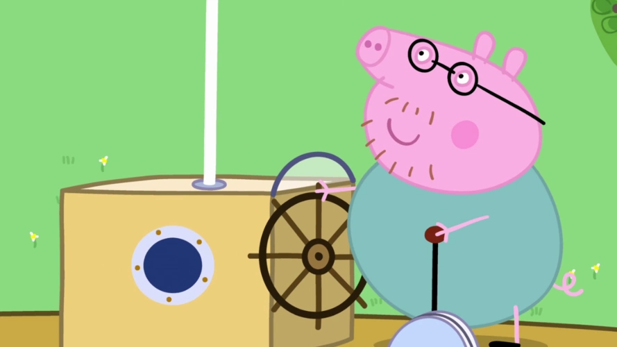 猪爸爸终于能很好的驾驶这艘船了