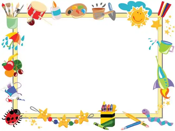 彩色卡通绘画工具背景的幻灯片边框背景图片,ppt模板,素材免费下载