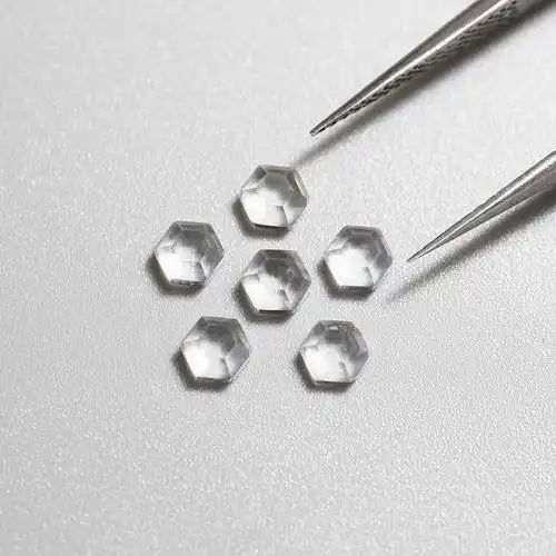 热销 天然托帕石裸石戒面白黄玉六边4x4适合镶嵌项链戒指配石