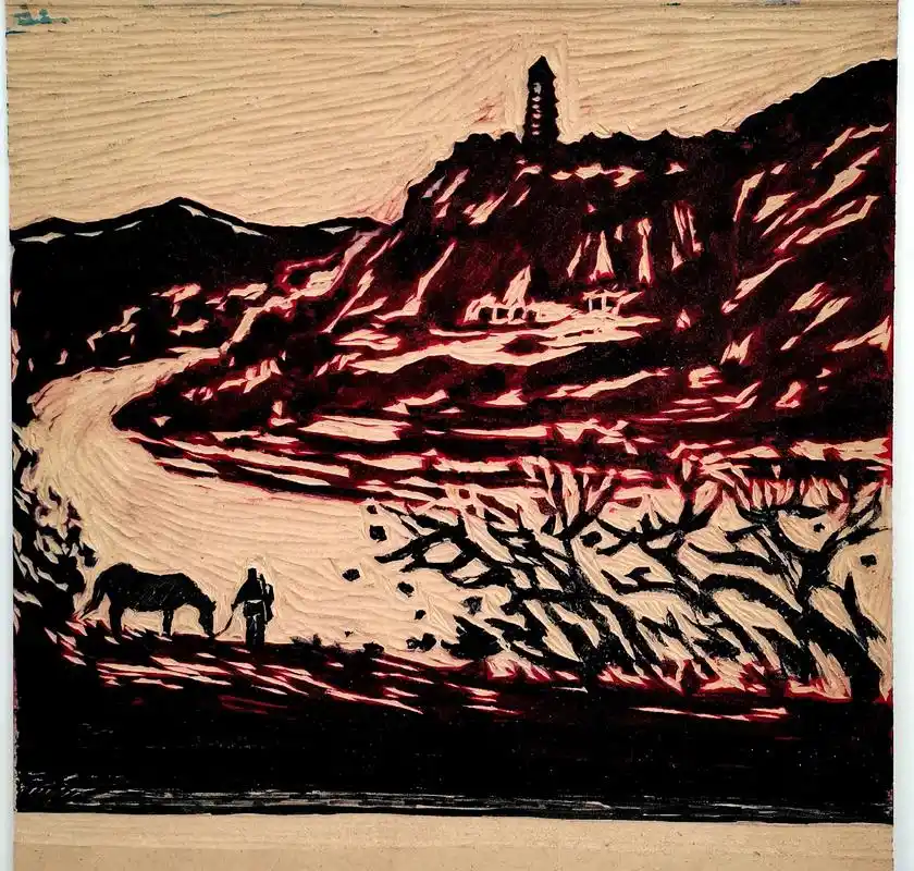 《春到延安》木刻作品 - 抖音