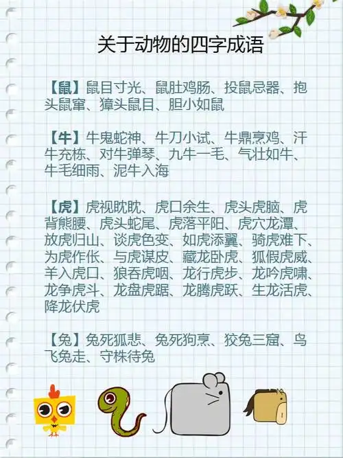 关于动物四字成语家有小学生的收藏起来吧