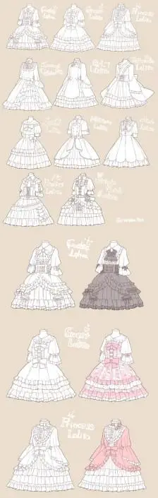 lolita 洛丽塔 裙子 参考 图鉴 教程 画画 绘画 动漫 素材