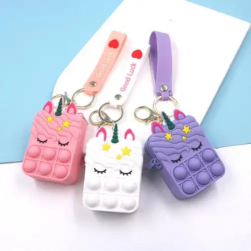 跨境新款硅胶灭鼠先锋包包创意独角兽零钱包卡通泡泡乐按压零钱包