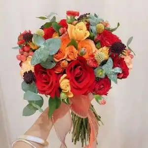 新娘手捧花13结婚花束手捧鲜花球婚礼抖音拍照道具大红系高档大