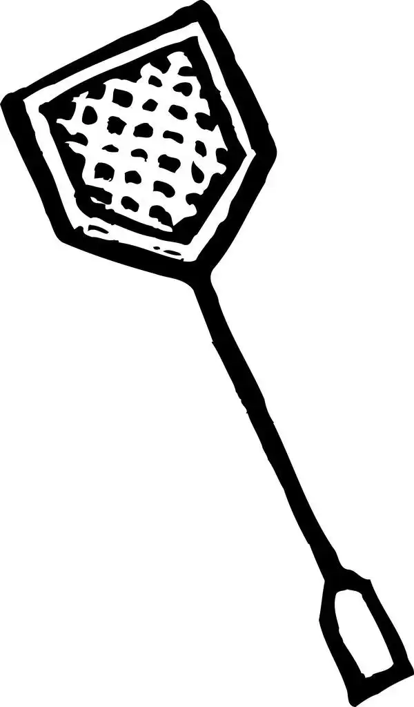 矢量插画的苍蝇拍,黑色和白色矢量插图苍蝇拍