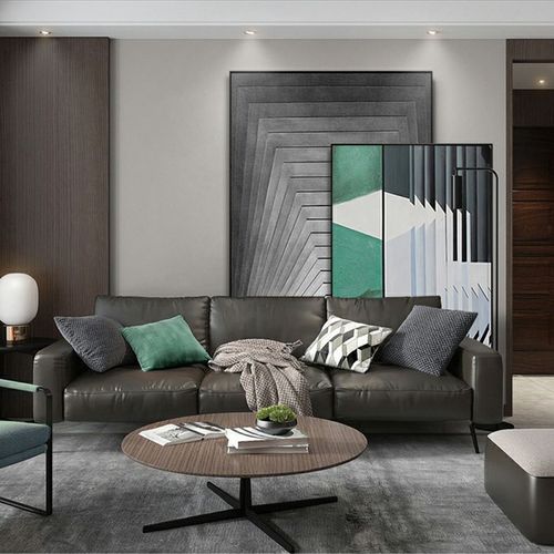 轻奢挂画软装客厅沙发背景墙高级感样板房装饰画大幅落地画巨幅