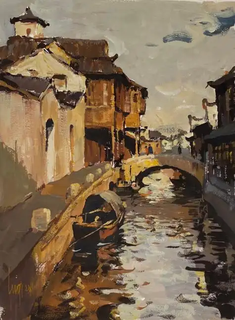 水粉画欣赏丨经典重现陆琦水粉写生风景作品选色彩静物作品临摹素材