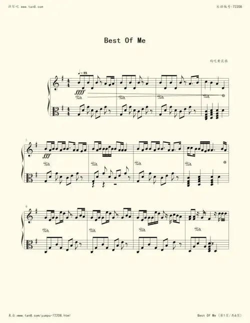 钢琴谱:钢琴块2 best of me