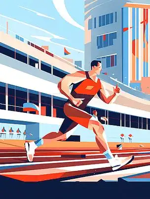 校园运动会跑步比赛场景插画