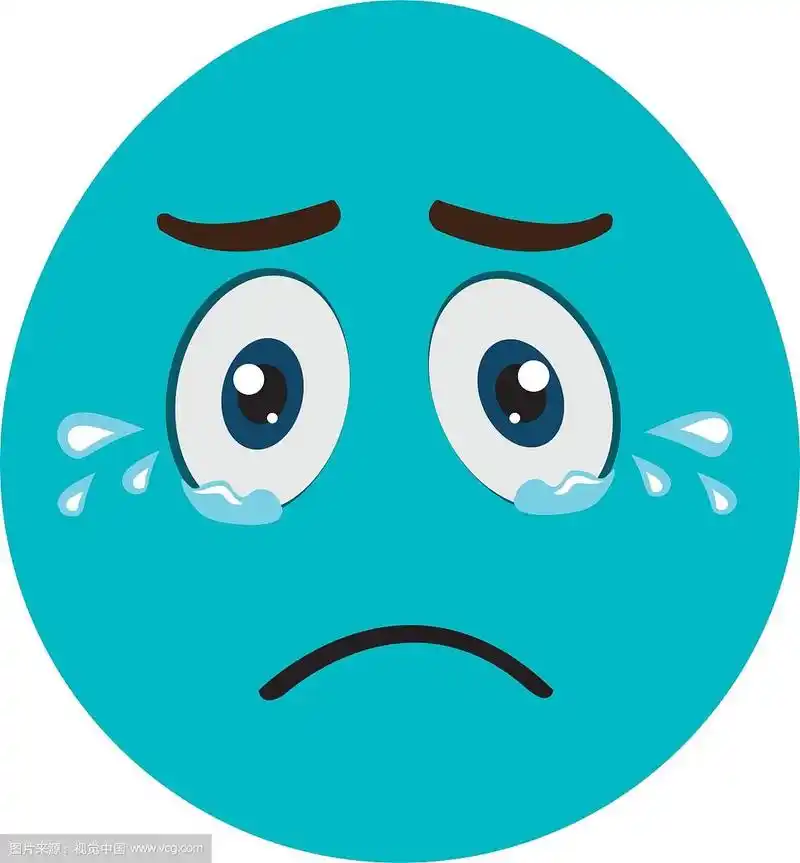 蓝色卡通脸哭图形