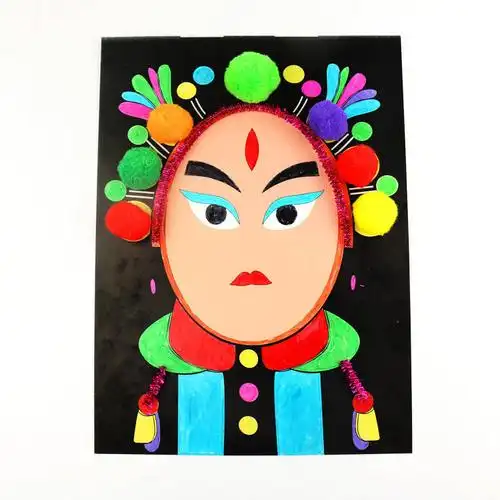 diy京剧脸谱面具儿童手工制作粘贴画创意diy幼儿园亲子益智材料
