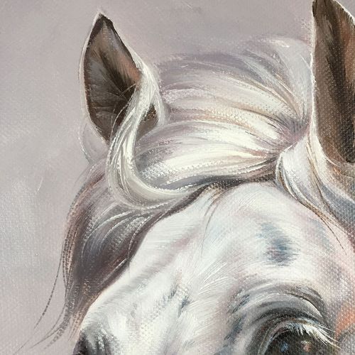 四合艺术 纯手绘油画动物马 现代简约客厅玄关餐厅挂画马头装饰画