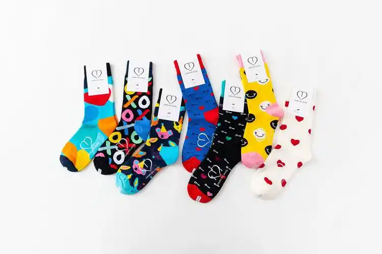 秋冬季happy男女袜子ins潮袜欧美英伦风情侣创意运动风中长筒棉袜