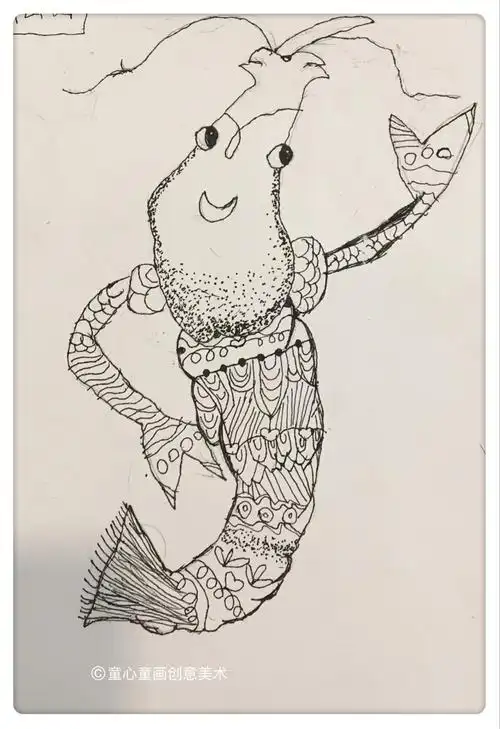 2018年4月21日 创想班级《线描小龙虾》