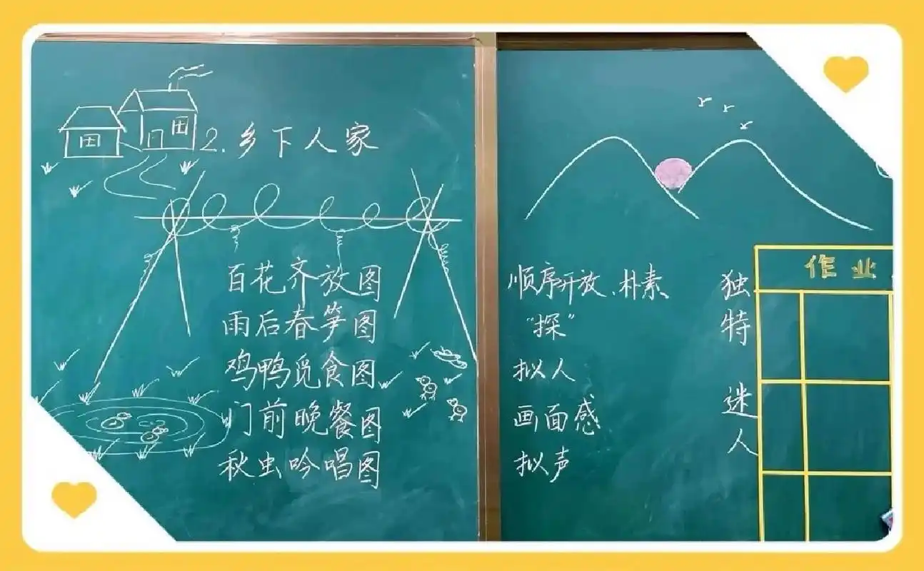 小学语文乡下人家板书设计 "板"上有智慧,"书"中见真章;方寸载韶华