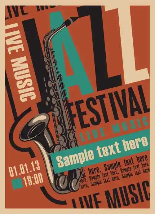 爵士音乐节矢量海报设计图片-矢量的爵士音乐节海报设计素材-高清图片