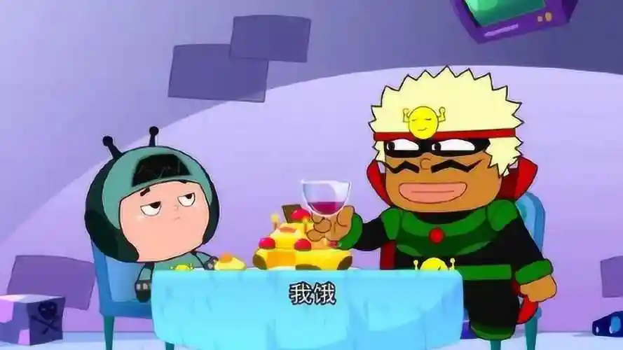 开心宝贝小小怪觉得拿着蛋糕吃太累了脑洞大开的它想出了办法