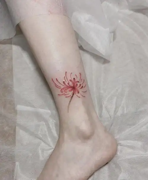 最新彼岸花纹身图案女红色彼岸花纹身图集8