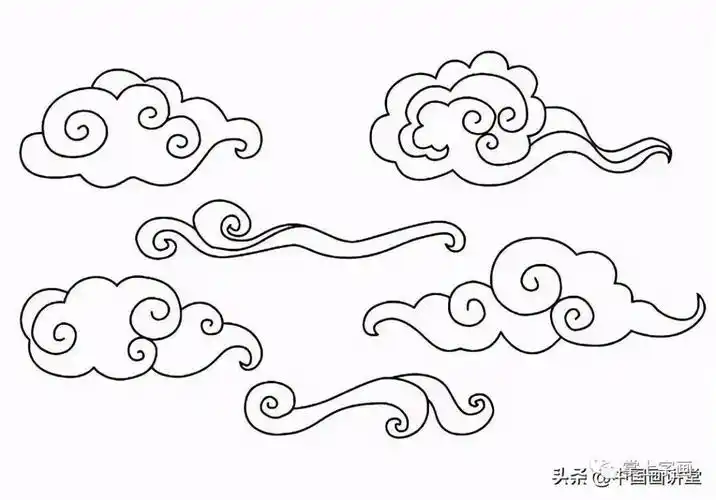 工笔白描祥云的画法难得一见的好资料